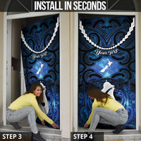 Personalized Maori Matariki Hei Matau Door Cover Maori Kowhaiwhai Pattern Galaxy LT01 - Polynesian Pride