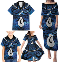 Personalized Maori Matariki Hei Matau Family Matching Puletasi and Hawaiian Shirt Maori Kowhaiwhai Pattern Galaxy