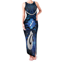 Personalized Maori Matariki Hei Matau Family Matching Tank Maxi Dress and Hawaiian Shirt Maori Kowhaiwhai Pattern Galaxy