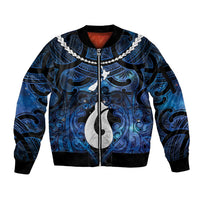 Personalized Maori Matariki Hei Matau Sleeve Zip Bomber Jacket Maori Kowhaiwhai Pattern Galaxy