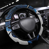 Maori Matariki Hei Matau Steering Wheel Cover Maori Kowhaiwhai Pattern Galaxy LT01 Universal Fit Blue - Polynesian Pride