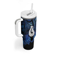 Personalized Maori Matariki Hei Matau Tumbler With Handle Maori Kowhaiwhai Pattern Galaxy LT01 - Polynesian Pride