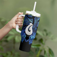 Personalized Maori Matariki Hei Matau Tumbler With Handle Maori Kowhaiwhai Pattern Galaxy LT01 - Polynesian Pride