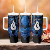 Personalized Maori Matariki Hei Matau Tumbler With Handle Maori Kowhaiwhai Pattern Galaxy LT01 - Polynesian Pride