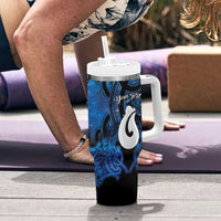 Personalized Maori Matariki Hei Matau Tumbler With Handle Maori Kowhaiwhai Pattern Galaxy LT01 - Polynesian Pride