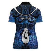 Personalized Maori Matariki Hei Matau Women Polo Shirt Maori Kowhaiwhai Pattern Galaxy