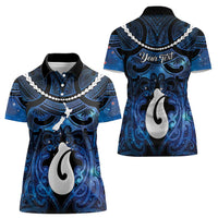 Personalized Maori Matariki Hei Matau Women Polo Shirt Maori Kowhaiwhai Pattern Galaxy
