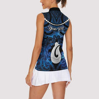 Personalized Maori Matariki Hei Matau Women Sleeveless Polo Shirt Maori Kowhaiwhai Pattern Galaxy LT01 - Polynesian Pride