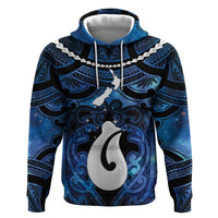 Personalized Maori Matariki Hei Matau Zip Hoodie Maori Kowhaiwhai Pattern Galaxy LT01 Pullover Hoodie Blue - Polynesian Pride