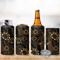 Indonesian Batik Pattern Vintage Brown 4 in 1 Can Cooler Tumbler