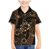 Indonesian Batik Pattern Vintage Brown Family Matching Mermaid Dress and Hawaiian Shirt