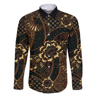 Indonesian Batik Pattern Vintage Brown Family Matching Short Sleeve Bodycon Dress and Hawaiian Shirt