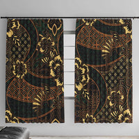 Indonesian Batik Pattern Vintage Brown Window Curtain