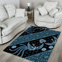 Indonesia Batik Pattern Area Rug Blue Version