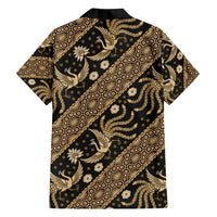 Indonesia Batik Pattern Family Matching Summer Maxi Dress and Hawaiian Shirt Gold Version