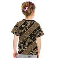 Indonesia Batik Pattern Kid T Shirt Gold Version