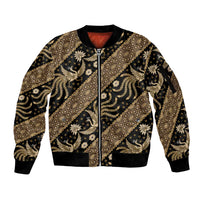 Indonesia Batik Pattern Sleeve Zip Bomber Jacket Gold Version