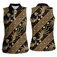 Indonesia Batik Pattern Women Sleeveless Polo Shirt Gold Version