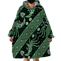 Indonesia Batik Pattern Wearable Blanket Hoodie Green Version