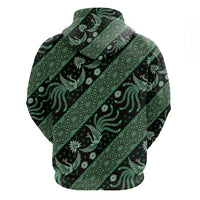 Indonesia Batik Pattern Zip Hoodie Green Version