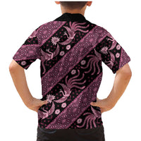 Indonesia Batik Pattern Family Matching Mermaid Dress and Hawaiian Shirt Pink Version