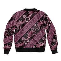 Indonesia Batik Pattern Sleeve Zip Bomber Jacket Pink Version