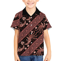 Indonesia Batik Pattern Kid Hawaiian Shirt Red Version