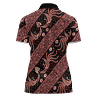 Indonesia Batik Pattern Women Polo Shirt Red Version