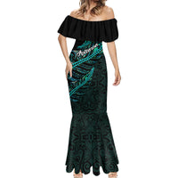 Personalised Aotearoa Mermaid Dress Silver Fern Mix Paua Shell Polynesian Pattern LT01 - Polynesian Pride