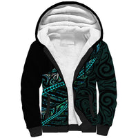 Personalised Aotearoa Sherpa Hoodie Silver Fern Mix Paua Shell Polynesian Pattern LT01 Unisex Black - Polynesian Pride