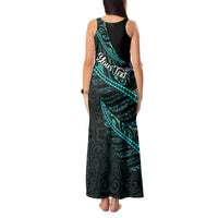 Personalised Aotearoa Tank Maxi Dress Silver Fern Mix Paua Shell Polynesian Pattern LT01 - Polynesian Pride