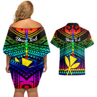 personalised-hawaii-couples-matching-off-shoulder-short-dress-and-hawaiian-shirt-kanaka-maoli-kakau-2023-national-coming-out-day
