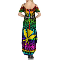 Personalised Hawaii Summer Maxi Dress Kanaka Maoli Kakau 2023 National Coming Out Day LT01 - Polynesian Pride