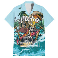 Personalized Aloha Hawaii Skeleton Family Matching Long Sleeve Bodycon Dress and Hawaiian Shirt Tropical Summer Vibe