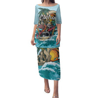 Personalized Aloha Hawaii Skeleton Family Matching Puletasi and Hawaiian Shirt Tropical Summer Vibe