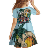 Personalized Aloha Hawaii Skeleton Kid Short Sleeve Dress Tropical Summer Vibe LT01 - Polynesian Pride