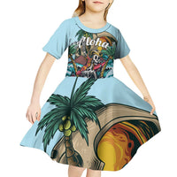 Personalized Aloha Hawaii Skeleton Kid Short Sleeve Dress Tropical Summer Vibe LT01 - Polynesian Pride