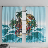 Aloha Hawaii Skeleton Window Curtain Tropical Summer Vibe