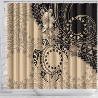 Cook Islands Turtle Shower Curtain Stars and Hibiscus - Beige
