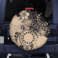Cook Islands Turtle Spare Tire Cover Stars and Hibiscus - Beige LT01 - Polynesian Pride