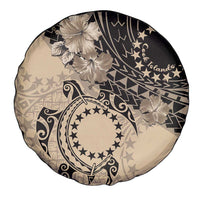 Cook Islands Turtle Spare Tire Cover Stars and Hibiscus - Beige LT01 - Polynesian Pride