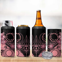 Cook Islands Turtle 4 in 1 Can Cooler Tumbler Stars and Hibiscus - Pink