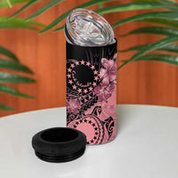 Cook Islands Turtle 4 in 1 Can Cooler Tumbler Stars and Hibiscus - Pink