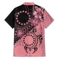 Cook Islands Turtle Family Matching Long Sleeve Bodycon Dress and Hawaiian Shirt Stars and Hibiscus - Pink