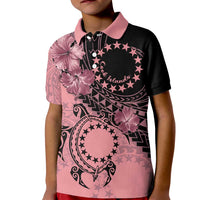 Cook Islands Turtle Kid Polo Shirt Stars and Hibiscus - Pink LT01 Kid Pink - Polynesian Pride