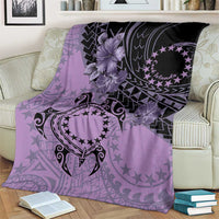 Cook Islands Turtle Blanket Stars and Hibiscus - Purple