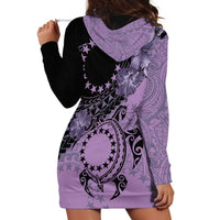 Cook Islands Turtle Hoodie Dress Stars and Hibiscus - Purple