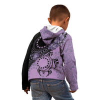 Cook Islands Turtle Kid Hoodie Stars and Hibiscus - Purple