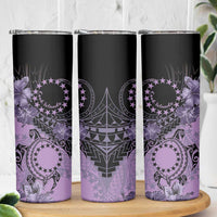 Cook Islands Turtle Skinny Tumbler Stars and Hibiscus - Purple