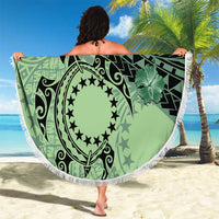 Cook Islands Turtle Beach Blanket Stars and Hibiscus - Green